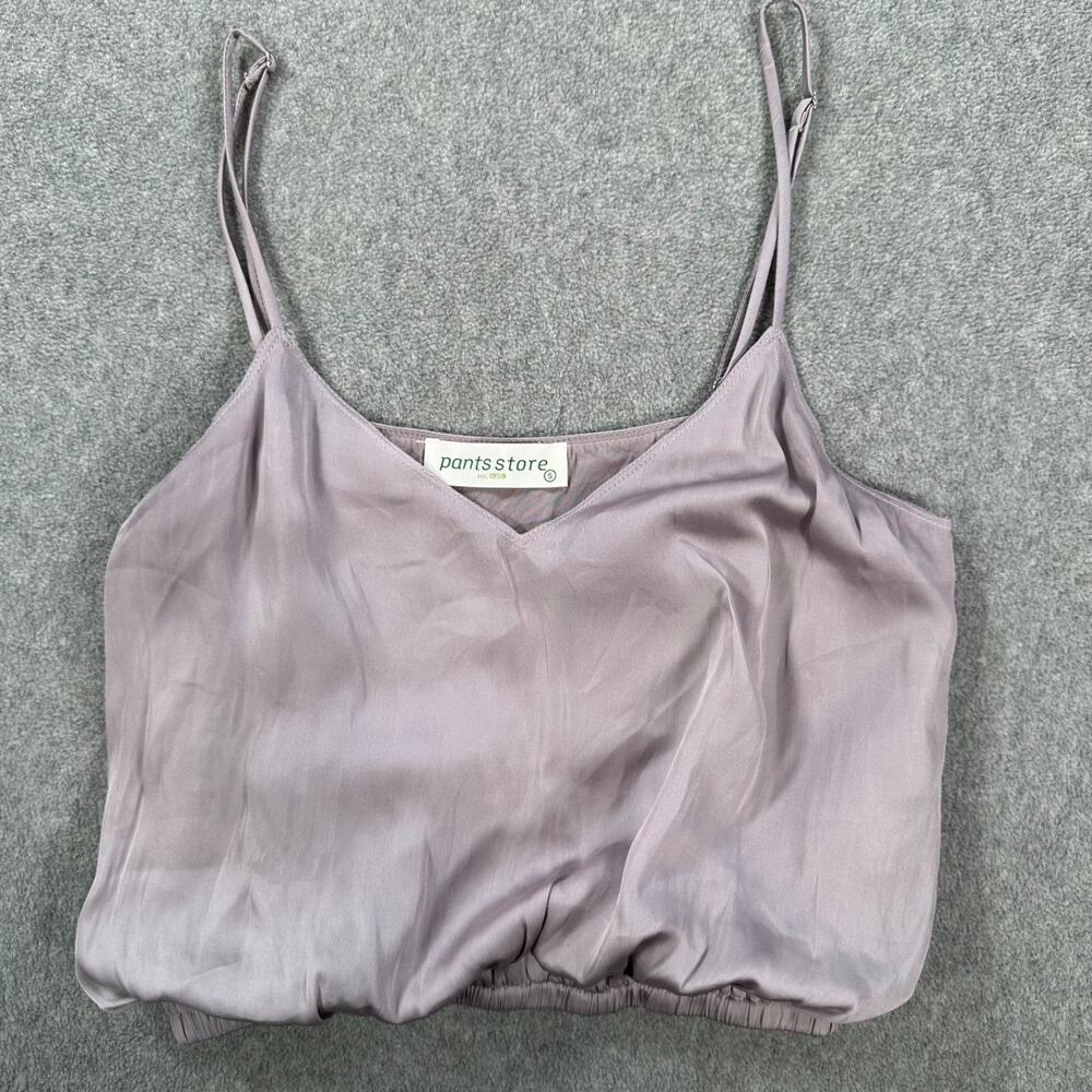 Pants Store Cropped Bubble Tank Top Size Small Purple V-Neck Spaghetti Strap